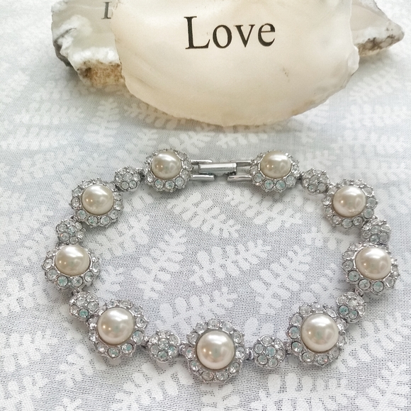 Joan Rivers Jewelry - Joan Rivers Faux Pearls & Rhinestone Silver Bracel
